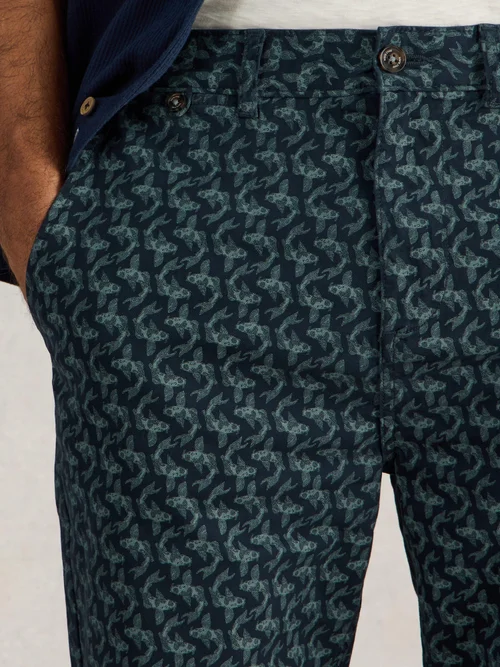 Short chino imprimé poisson - Navy Pr - 36/R Image 3