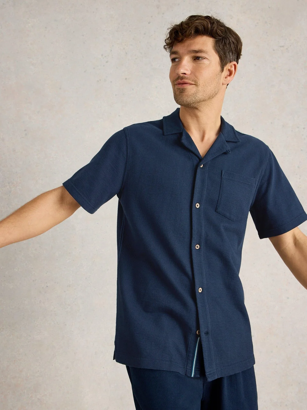 Chemise en jersey côtelé SS - Dark Navy - XL Image 1