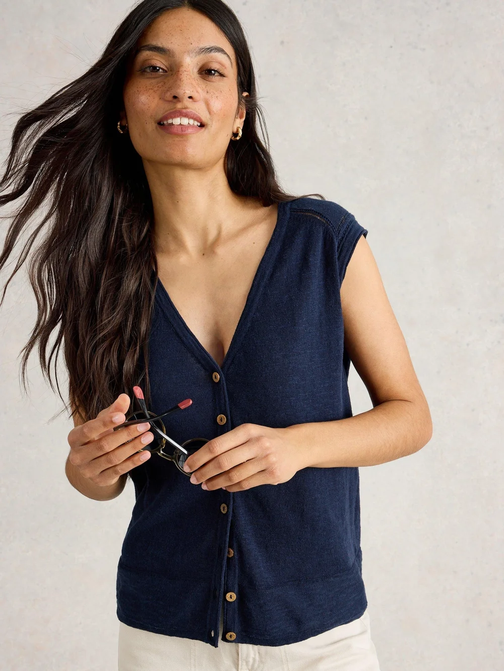 DÉBARDEUR EN LIN MÉLANGÉ NOVA - Dark Navy - 52 Image 1