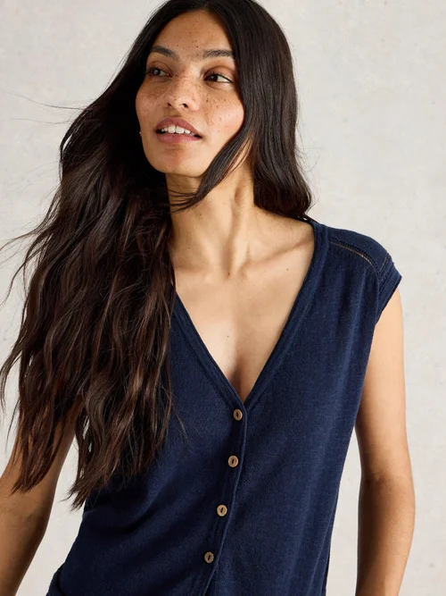DÉBARDEUR EN LIN MÉLANGÉ NOVA - Dark Navy - 52 Image 3