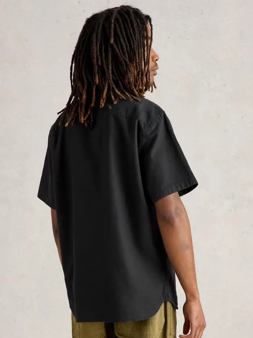 Chemise courte Ely en lin et coton - Pure Blk - XXXL Image 4