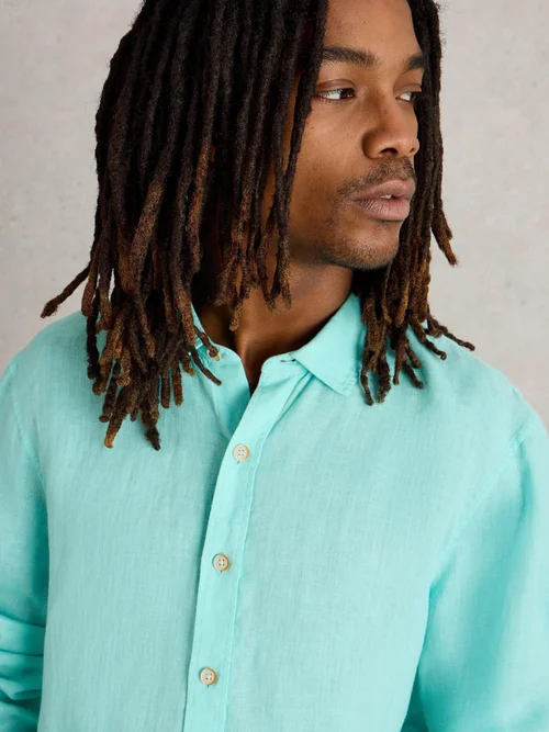 Chemise Longue En Lin Keswick - Brt Blue - XXXL Image 3