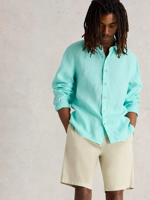 Chemise Longue En Lin Keswick - Brt Blue - XXXL Image 1