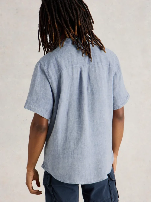Chemise Keswick Ss En Lin - Chamb Blue - XXXL Image 4