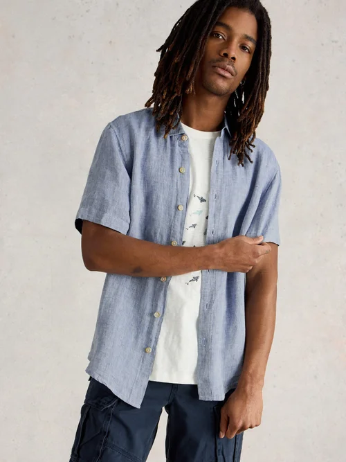 Chemise Keswick Ss En Lin - Chamb Blue - XXXL Image 3