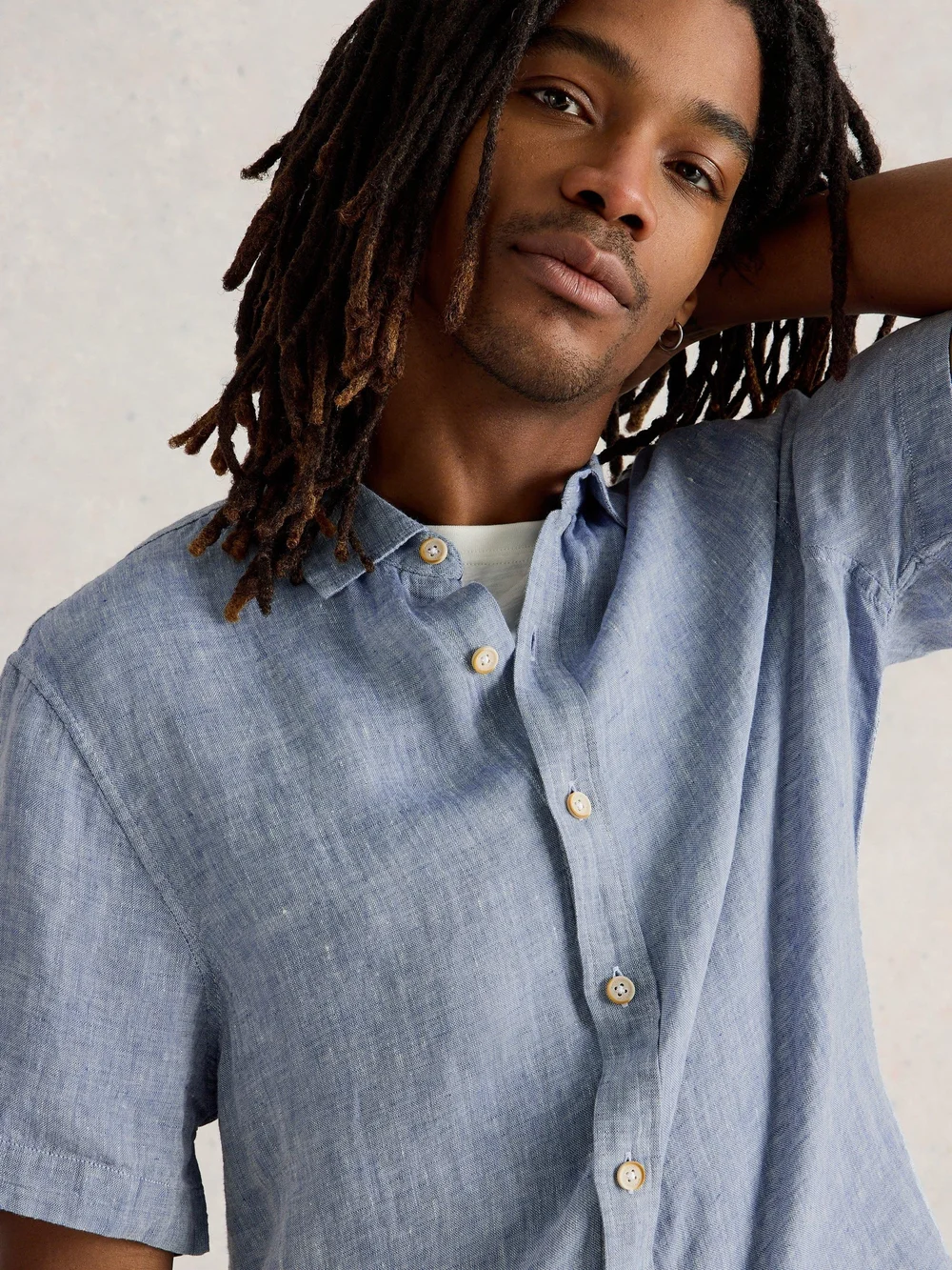 Chemise Keswick Ss En Lin - Chamb Blue - XXXL Image 1