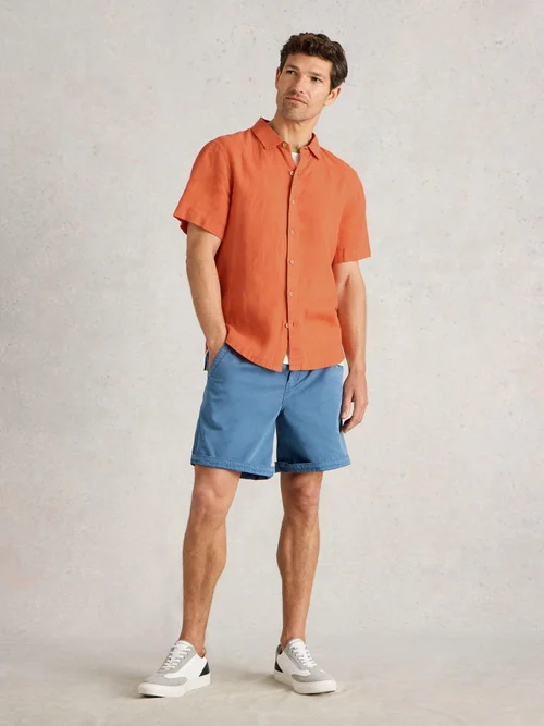 Chemise Keswick Ss En Lin - Dk Orange - XXXL Image 2