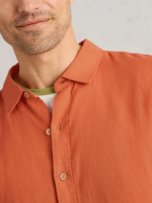 Chemise Keswick Ss En Lin - Dk Orange - XXXL Image 3