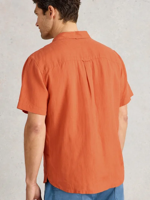 Chemise Keswick Ss En Lin - Dk Orange - XXXL Image 4