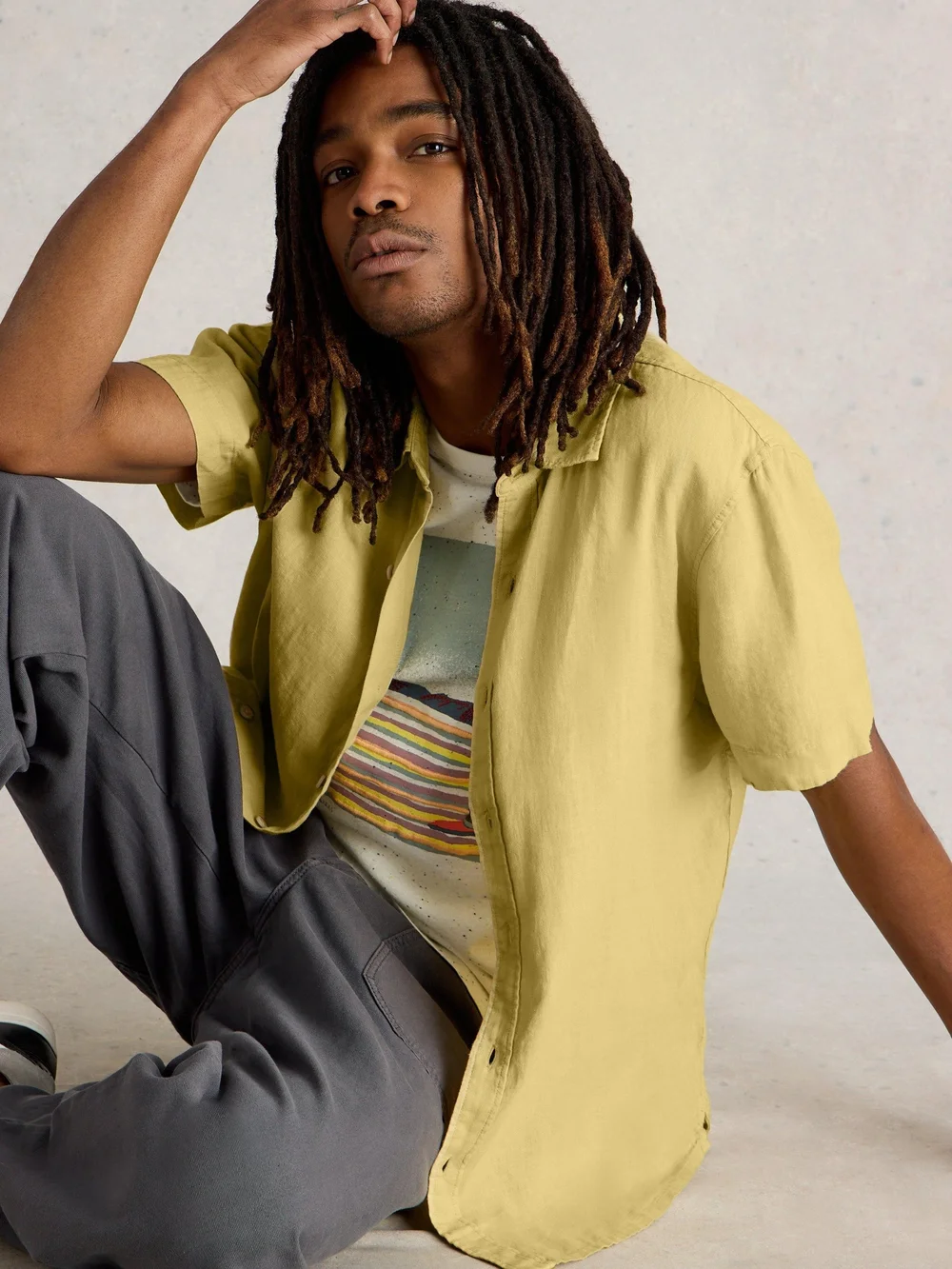 Chemise Keswick Ss En Lin - Lgt Green - XXXL Image 1