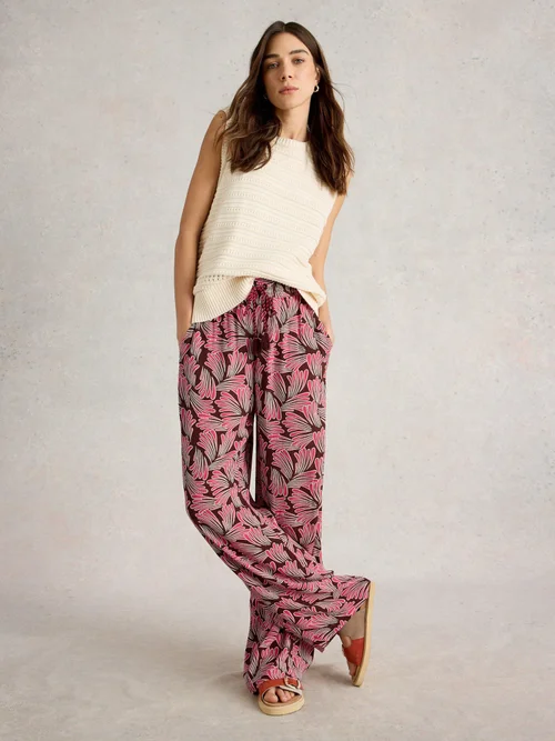 Pantalon large Belle en lin froissé - Pink Pr - 46/R Image 2