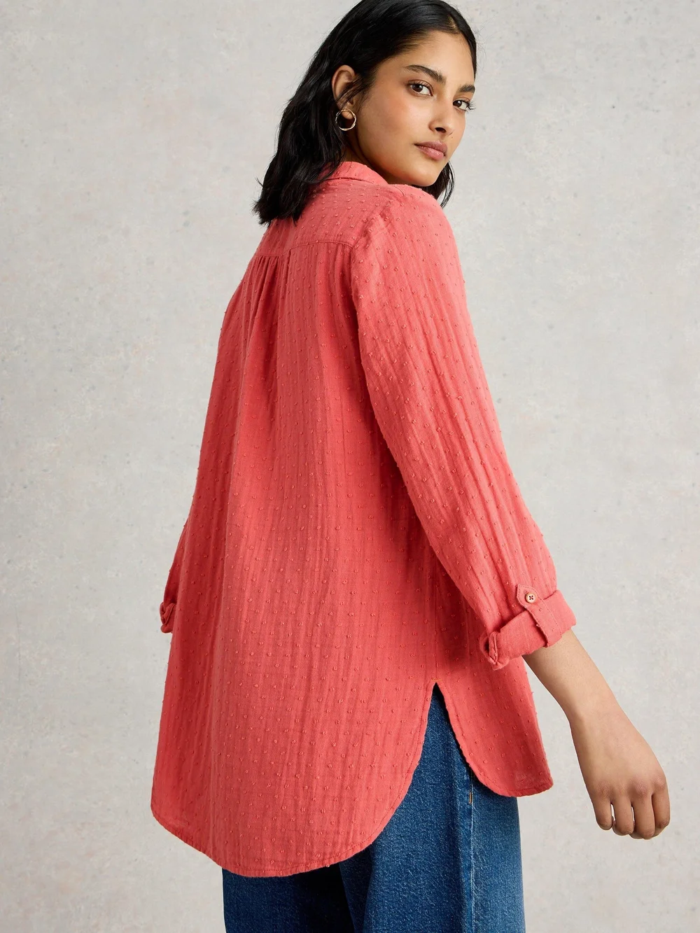 Chemise longue en coton Sophie - Mid Pink - 52/R Image 1