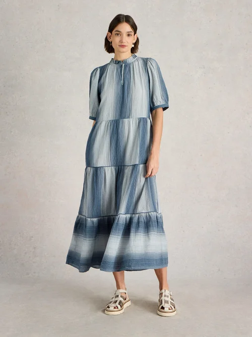 Robe longue Halle à rayures - Chamb Blue - 42/R Image 2