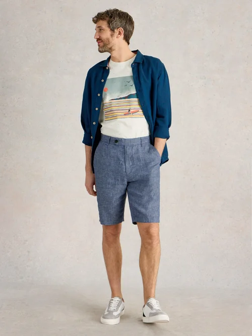 Short chino en lin - Mid Blue - 40/R Image 2