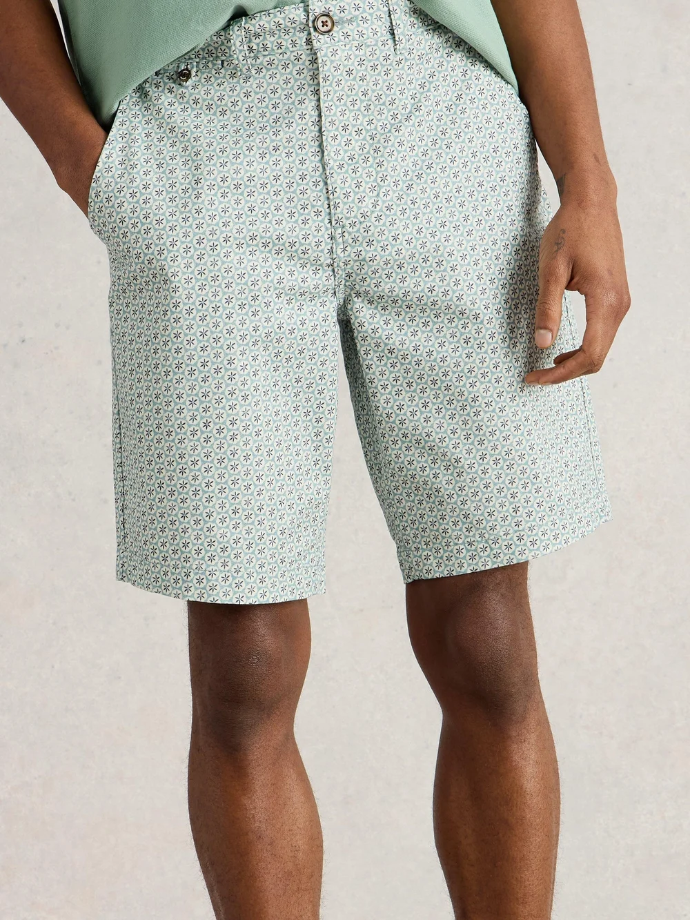Short chino à imprimé géométrique - Blue Pr - 36/R Image 1