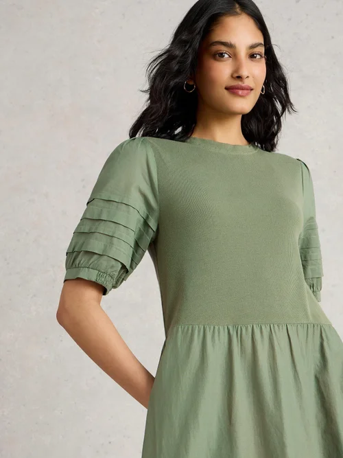 Robe Claudia en mélange de tissus - Dus Green - 42/R Image 3