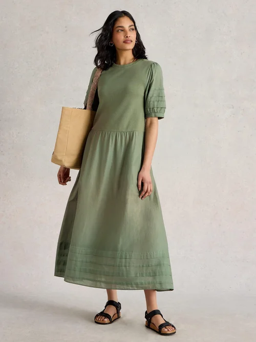 Robe Claudia en mélange de tissus - Dus Green - 52/R Image 2