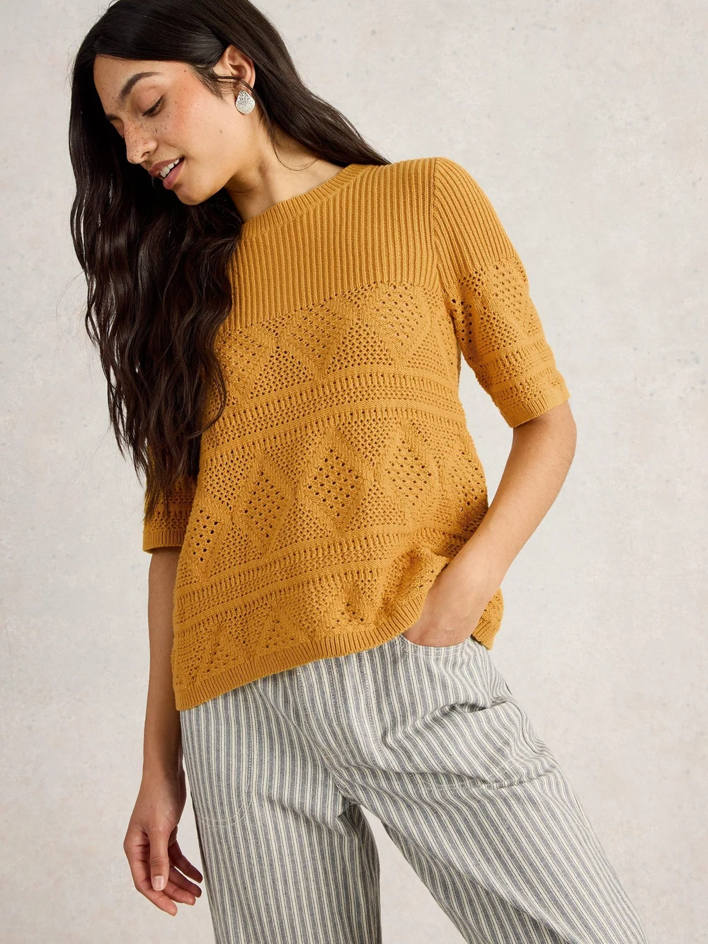 T-shirt en maille tricotée - Mid Yellow - 44 Image 1