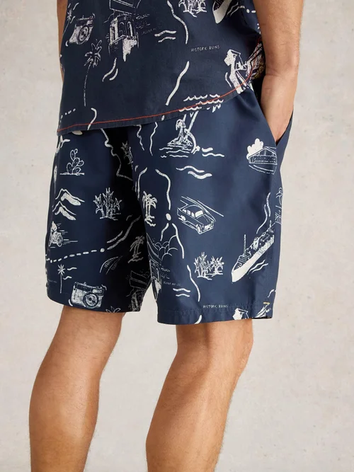 Short De Bain Volley Imprimé Carte - Navy Multi - XXL Image 4