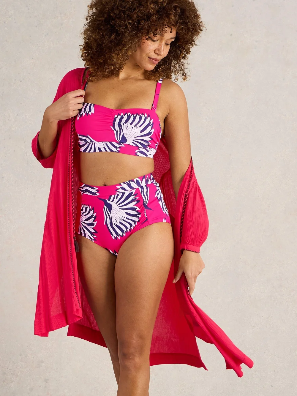 Bas de bikini taille haute Suki - Pink Pr - 52 Image 1