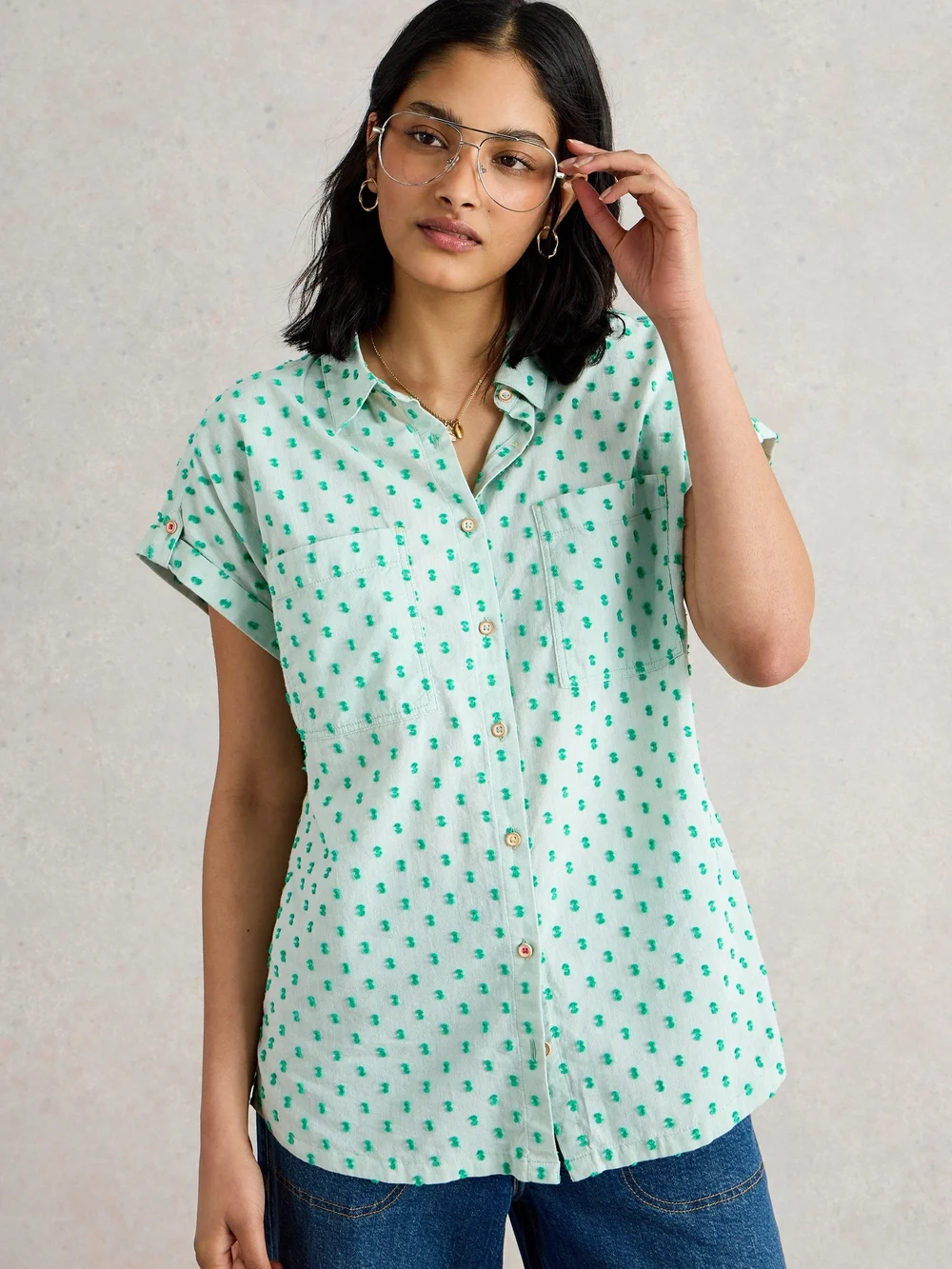 Chemise En Coton Biologique Ellie - Green Mlt - 46 Image 1