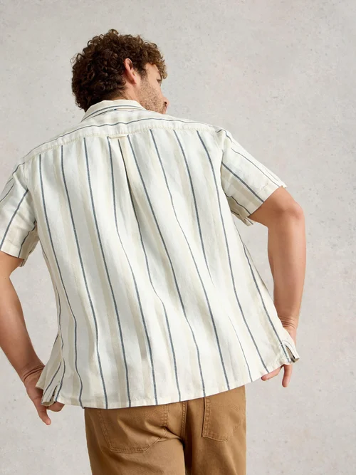 Chemise en lin rayée Keswick SS - Nat Mlt - XXL Image 4
