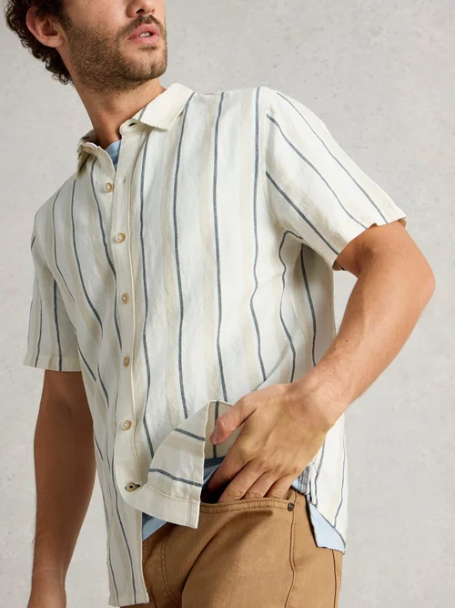 Chemise en lin rayée Keswick SS - Nat Mlt - XXL Image 3
