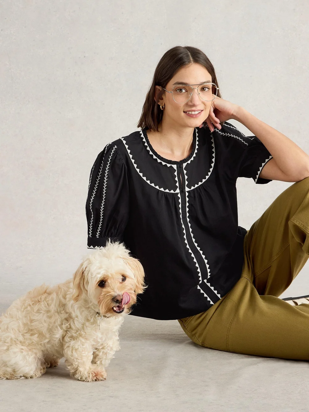 TOP BRODÉ ZOE - Pure Blk - 44 Image 1
