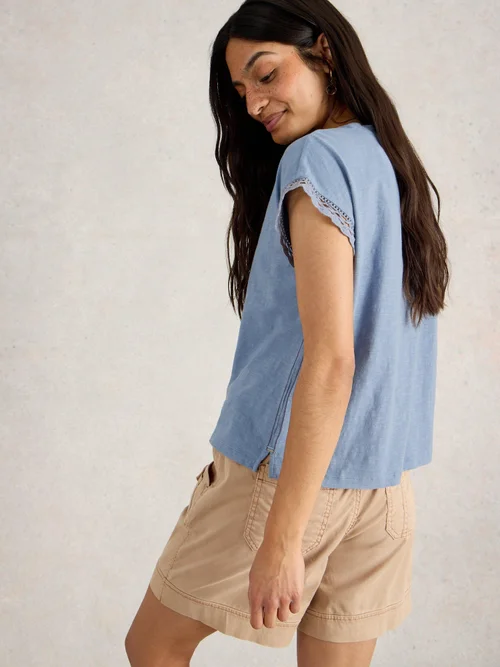 T-SHIRT CLAUDIA À BORDURE - Mid Blue - 46 Image 4