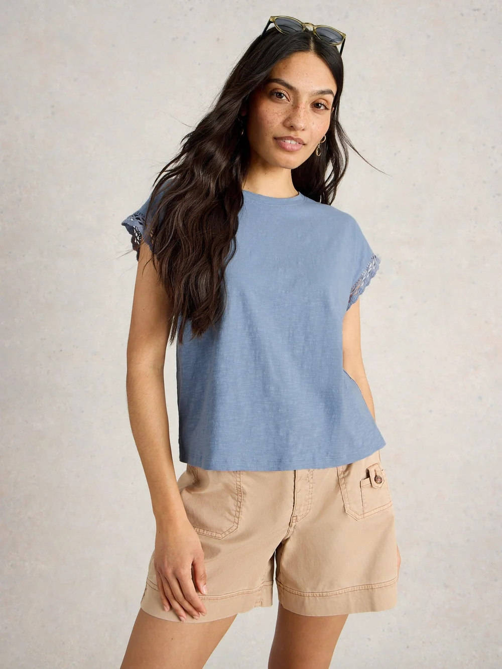 T-SHIRT CLAUDIA À BORDURE - Mid Blue - 46 Image 1