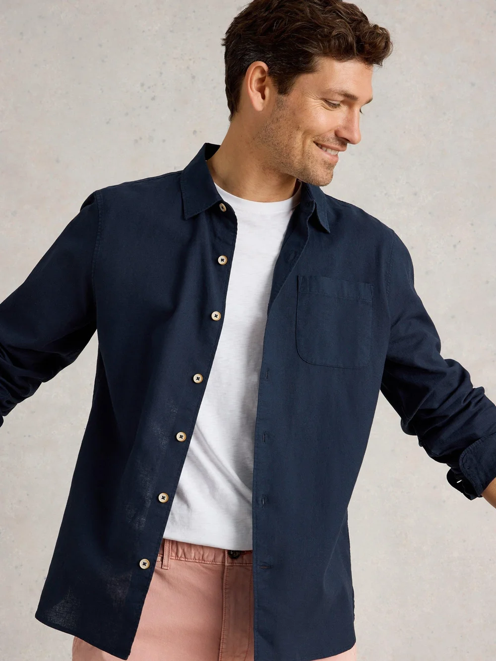 Chemise longue en lin et coton Ely - Dark Navy - XXXL Image 1