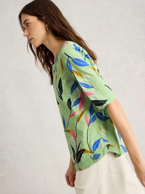 T-SHIRT EN JERSEY WEAVER - Green Pr - 52 Image 3