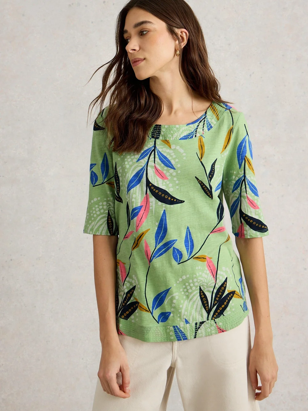 T-SHIRT EN JERSEY WEAVER - Green Pr - 52 Image 1