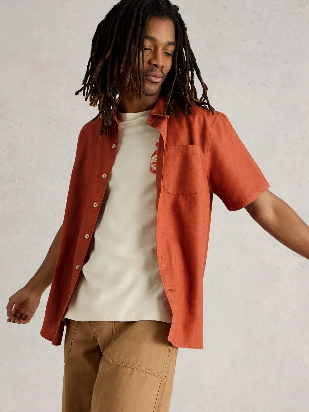 Chemise courte Ely en lin et coton - Dk Orange - XXXL Image 1