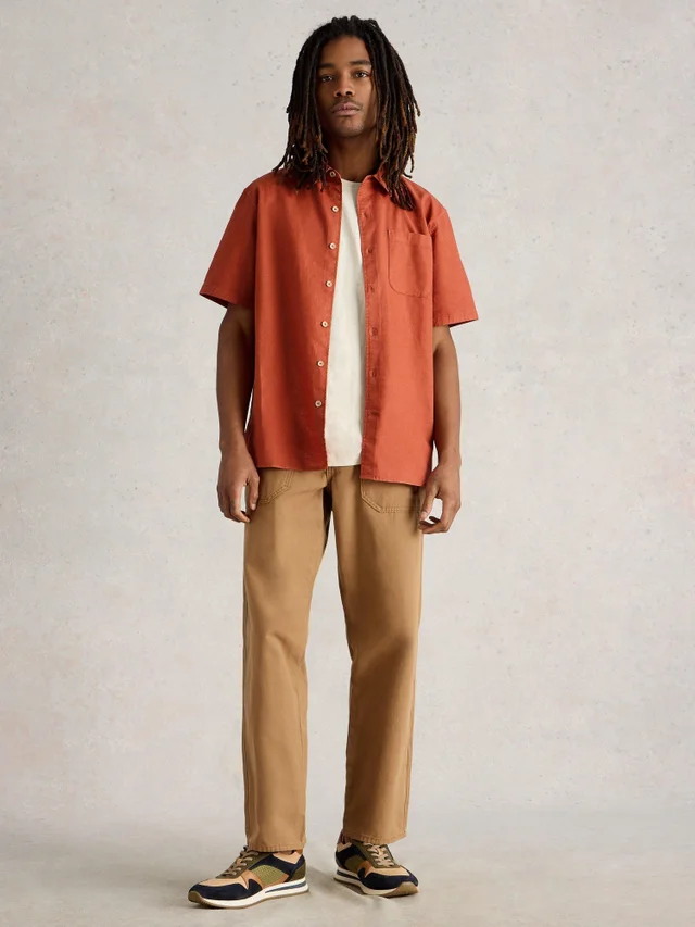 Chemise courte Ely en lin et coton