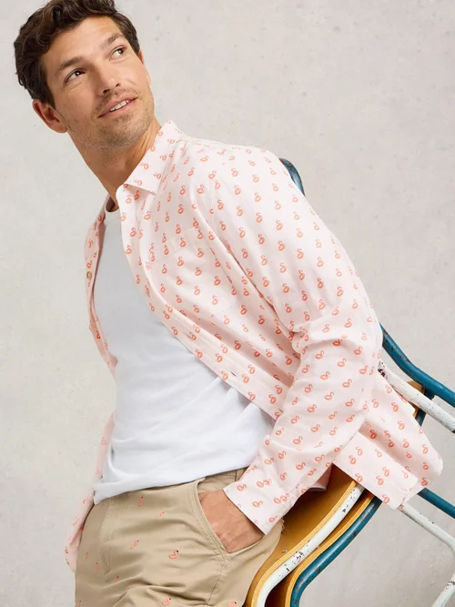 Chemise en lin imprimé flamant rose - White Pr - XXXL Image 1