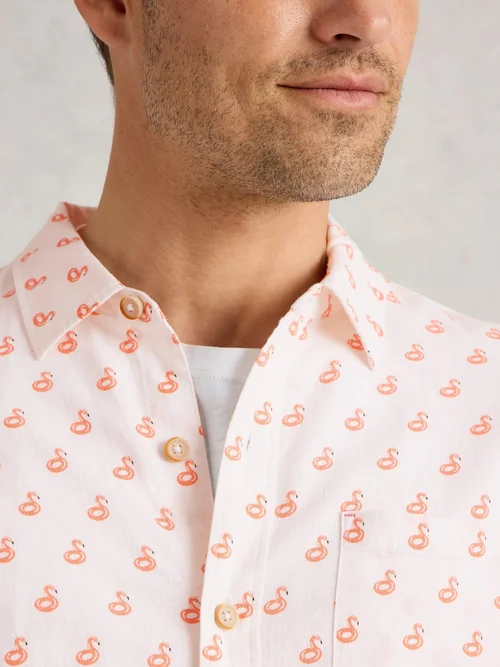 Chemise en lin imprimé flamant rose - White Pr - XXL Image 3