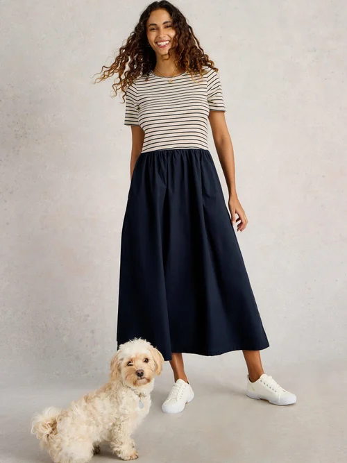 Robe midi Shay en popeline - Dark Navy - 46/R Image 1