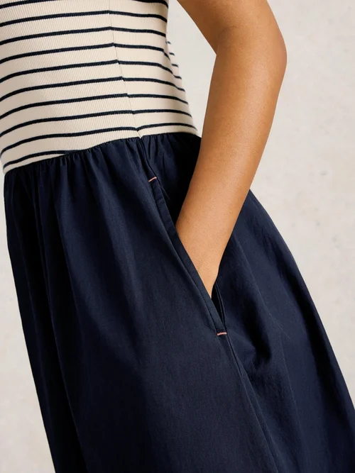 Robe midi Shay en popeline - Dark Navy - 46/R Image 3