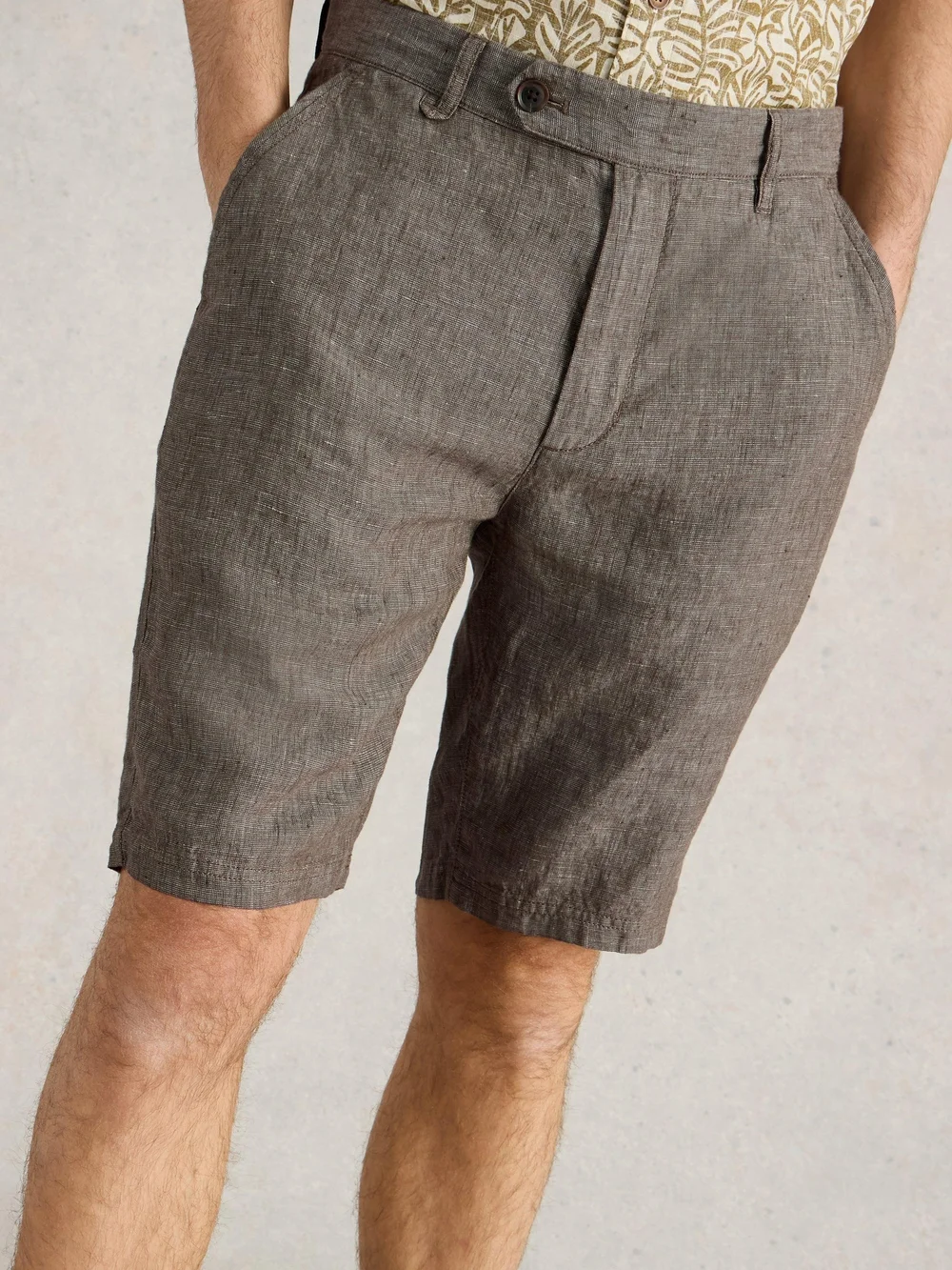 Short chino en lin - Khaki Grn - 38/R Image 1