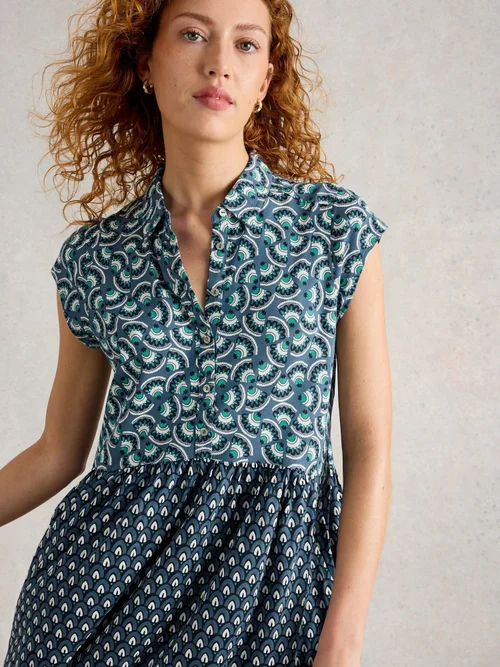 Robe chemise en jersey Everly - Navy Multi - 52/R Image 3