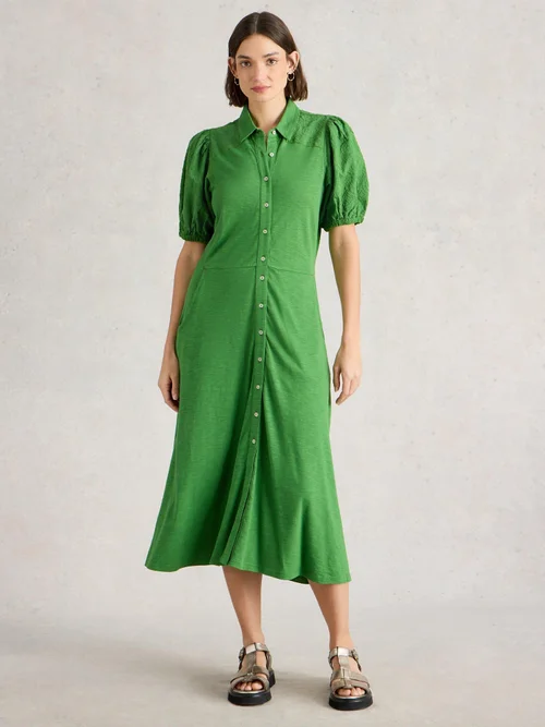 Robe chemise brodée Rua - Mid Green - 52/R Image 2