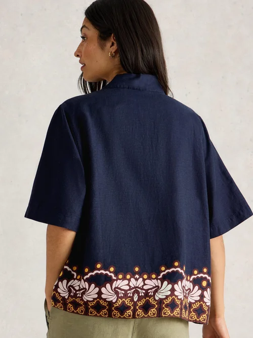 Chemise de plage Bella en lin mélangé - Navy Multi - 52 Image 4