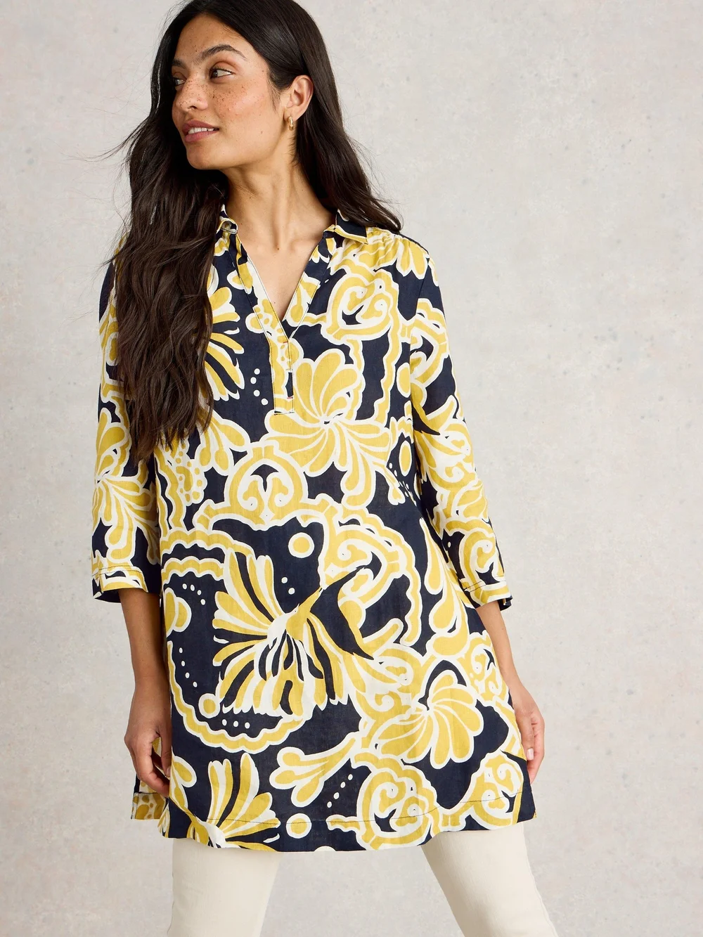 Tunique en lin Blake - Yellow Pr - 52/R Image 1