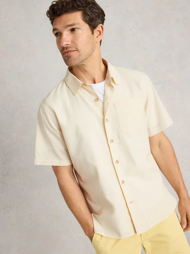 Chemise courte Ely en lin et coton