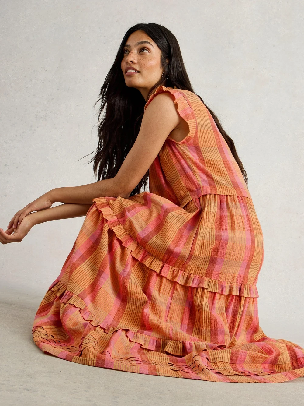 Robe longue à carreaux Rosie - Pink Mlt - 46/R Image 1