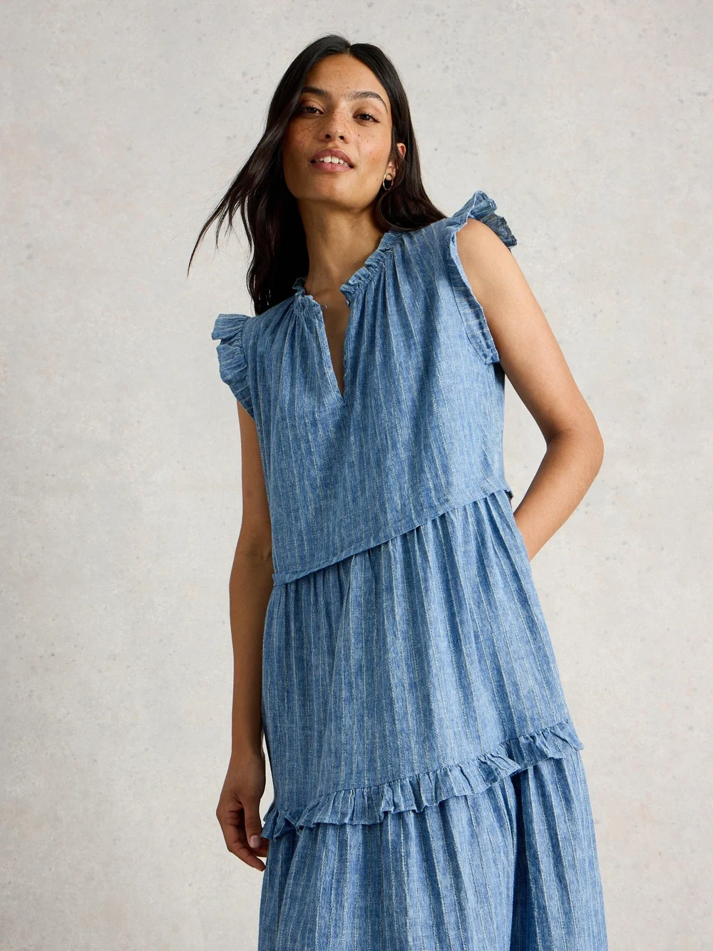 Robe longue à rayures Rosie - Blue Mlt - 52/R Image 1