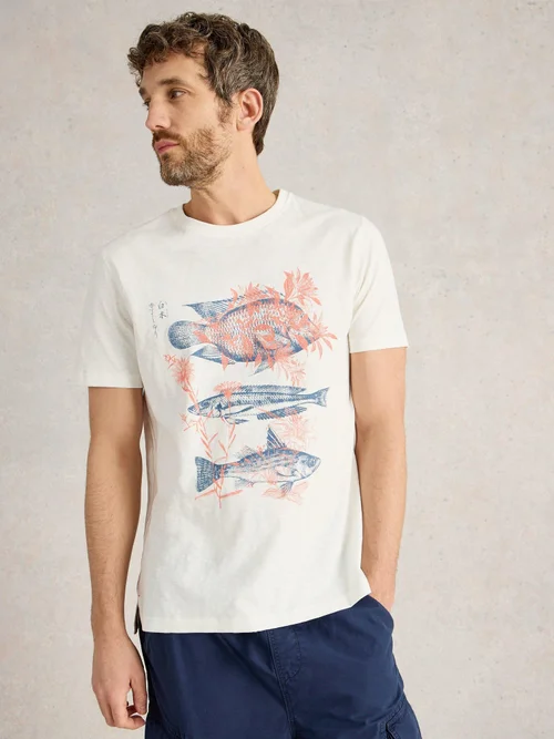 T-shirt graphique poissons Abersoch - White Pr - S Image 3