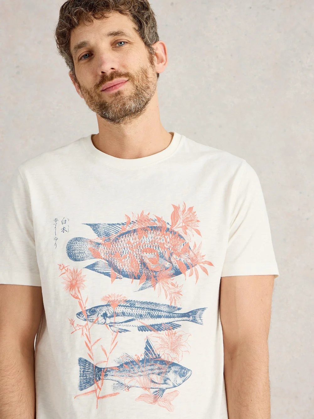 T-shirt graphique poissons Abersoch - White Pr - S Image 1