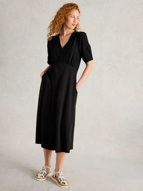 Robe en jersey brodé Megan - Pure Blk - 34/R Image 3